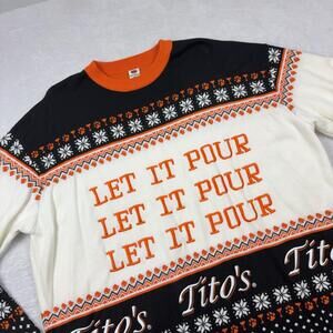 Tito's Vodka Sweater Men L Multicolor Fair Isle Embroider Acrylic Holiday Party